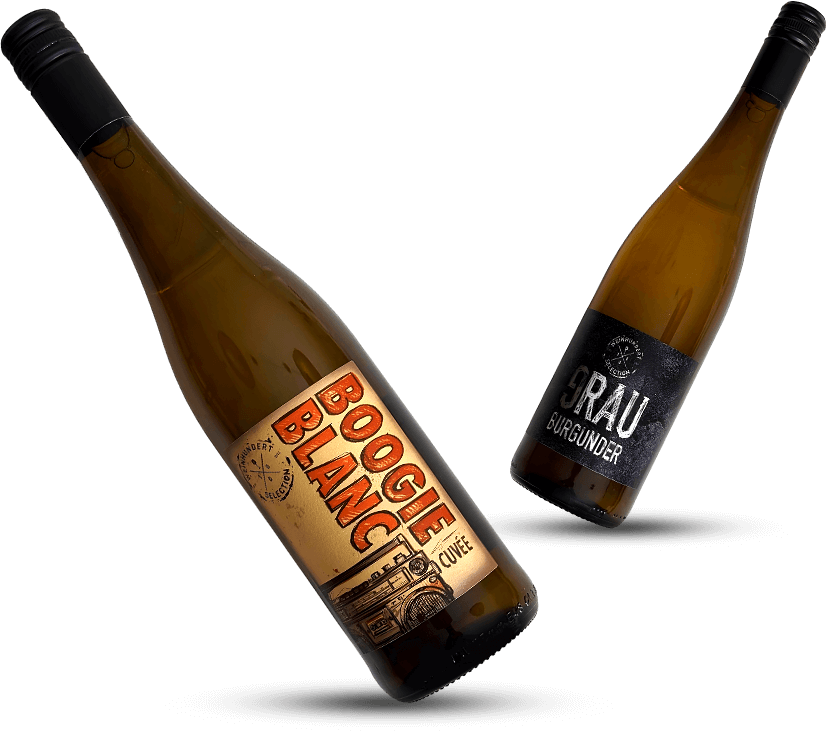 Boogie Blanc and Rau Burgunder Wine Bottles